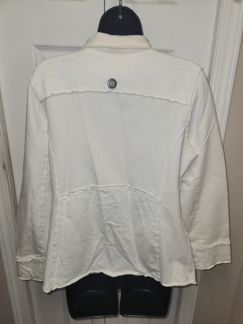🍉Neon Buddha White Button-Front Patchwork Jacket - Picture 6 of 8